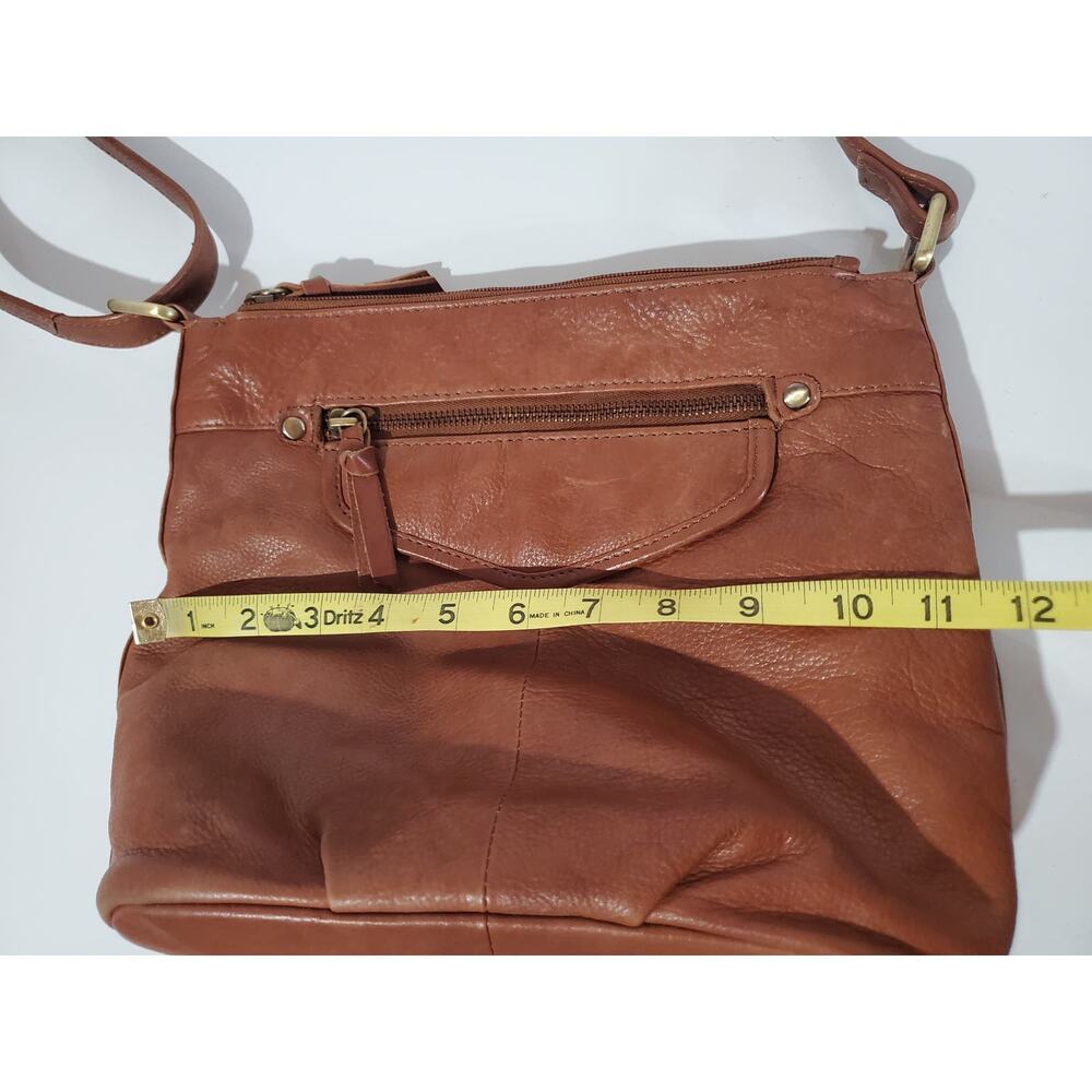 Great American Leatherworks Crossbody Bag Brown 100% Cow Hide Multi Compartment - Picture 14 of 16